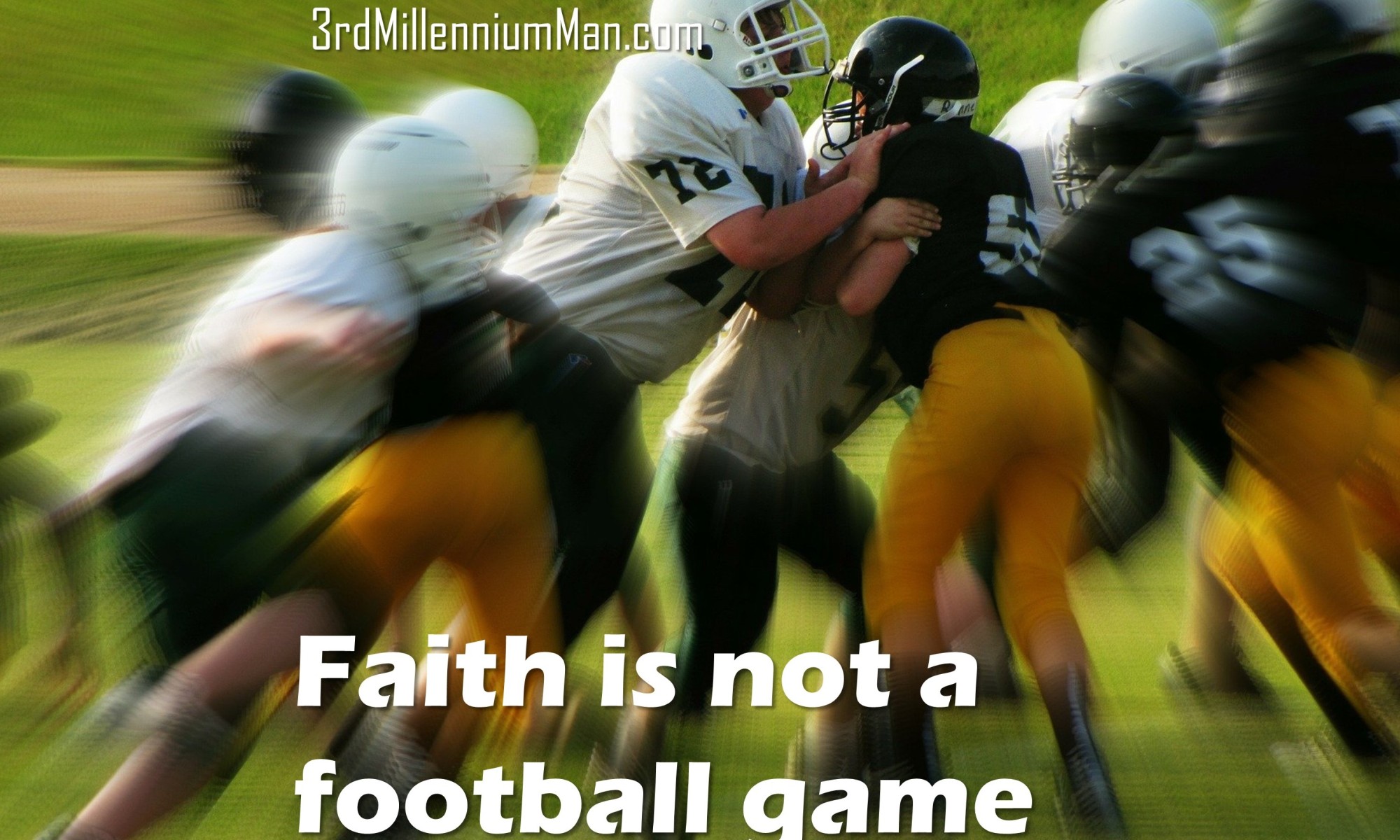 title text with image of football players